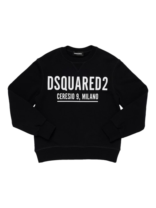 Dsquared2: Logo印花棉质卫衣 - 黑色 - kids-girls_0 | Luisa Via Roma