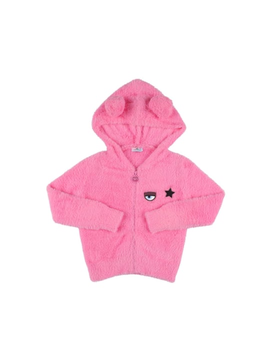 Chiara Ferragni: Bestickter Hoodie mit Ohrapplikationen - Dunkelrosa - kids-girls_0 | Luisa Via Roma