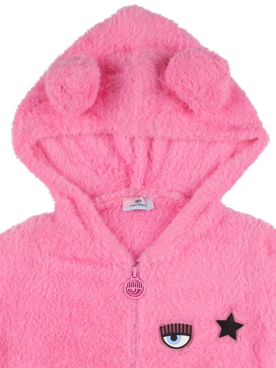 Chiara Ferragni: Bestickter Hoodie mit Ohrapplikationen - Dunkelrosa - kids-girls_1 | Luisa Via Roma