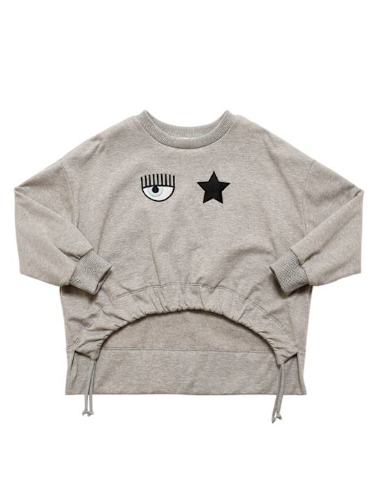 Chiara Ferragni: SWEATSHIRT AUS BAUMWOLLE MIT STICKEREI - Grau - kids-girls_0 | Luisa Via Roma