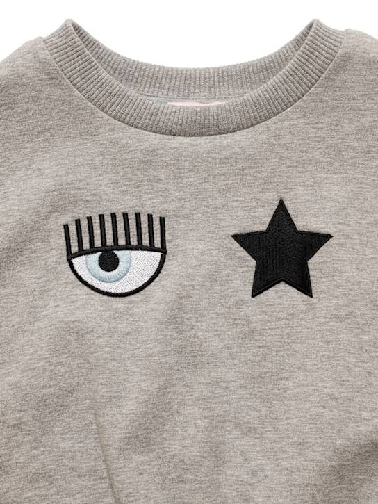 Chiara Ferragni: SWEATSHIRT AUS BAUMWOLLE MIT STICKEREI - Grau - kids-girls_1 | Luisa Via Roma