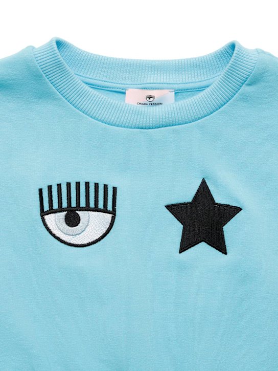 Chiara Ferragni: Sudadera de algodón bordado - Azul Claro - kids-girls_1 | Luisa Via Roma
