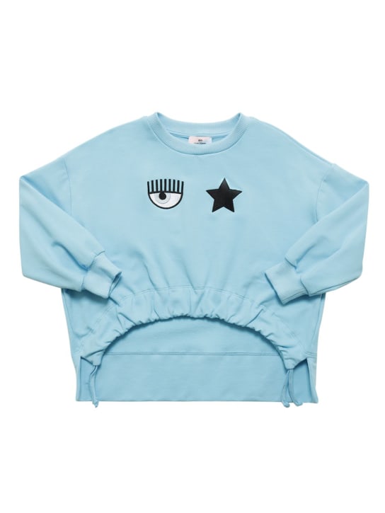 Chiara Ferragni: Sudadera de algodón bordado - Azul Claro - kids-girls_0 | Luisa Via Roma