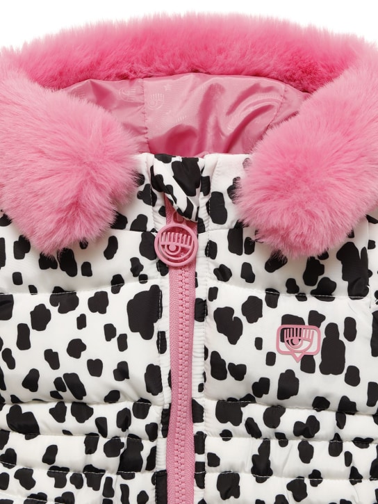 Chiara Ferragni: Barboteuse en nylon imprimé dalmatien - Blanc/Noir - kids-girls_1 | Luisa Via Roma