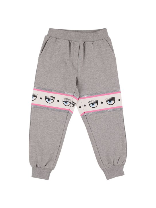 Chiara Ferragni: Pantaloni in felpa di cotone con stampa - Grigio - kids-girls_0 | Luisa Via Roma