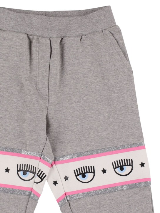 Chiara Ferragni: Pantaloni in felpa di cotone con stampa - Grigio - kids-girls_1 | Luisa Via Roma