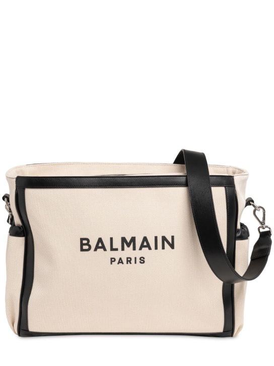 Balmain: Logo print canvas changing bag & mat - kids-boys_0 | Luisa Via Roma