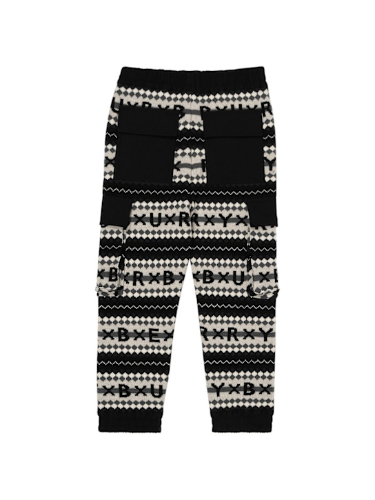 Burberry: Pantalon en maille de laine - Noir/Blanc - kids-girls_1 | Luisa Via Roma