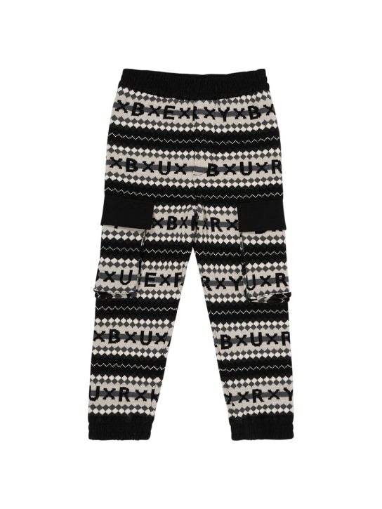 Burberry: Pantalon en maille de laine - Noir/Blanc - kids-girls_0 | Luisa Via Roma