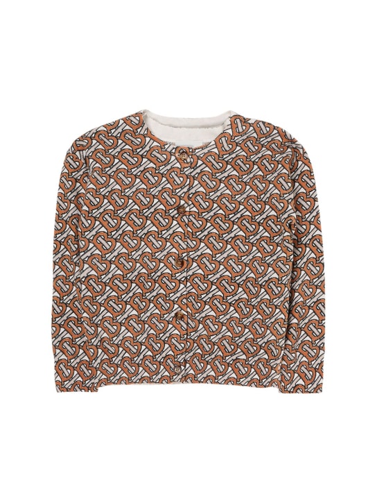 Burberry: Cardigan in maglia di lana monogram - Multicolore - kids-girls_0 | Luisa Via Roma