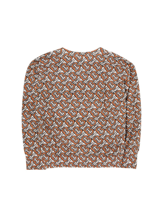 Burberry: Cardigan in maglia di lana monogram - Multicolore - kids-girls_1 | Luisa Via Roma