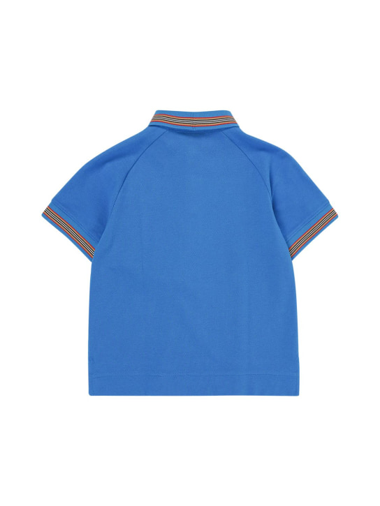 Burberry: Polo en coton Icon Stripe - Bleu - kids-boys_1 | Luisa Via Roma