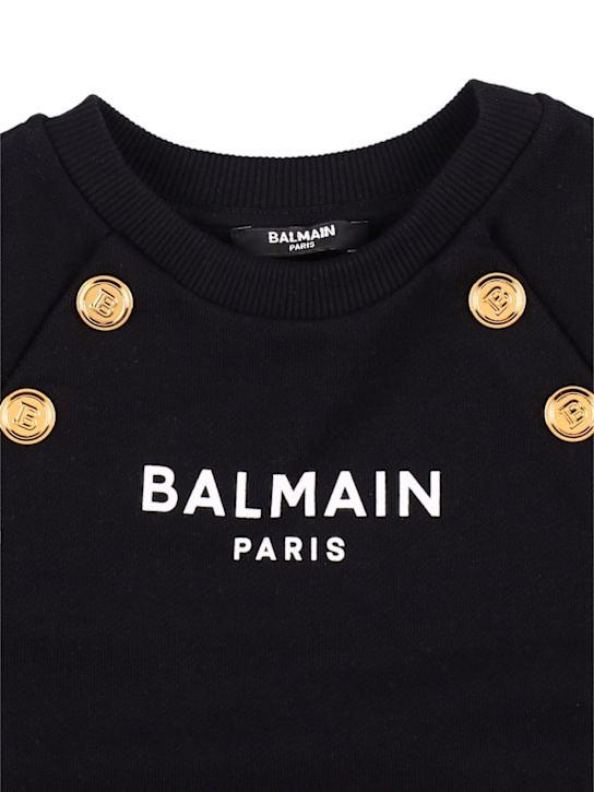 Balmain: コットンスウェットワンピース - ブラック - kids-girls_1 | Luisa Via Roma