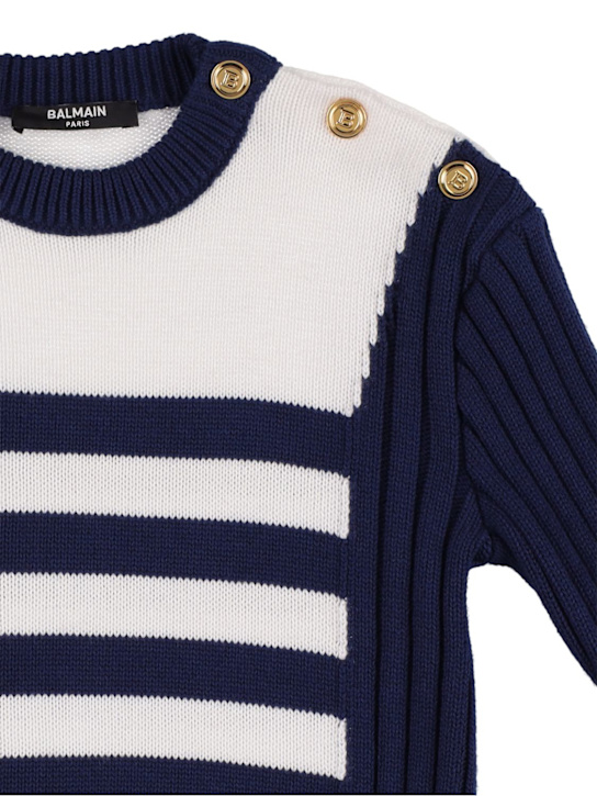 Balmain: SWEATER AUS BAUMWOLLSTRICK - Weiß/Blau - kids-girls_1 | Luisa Via Roma