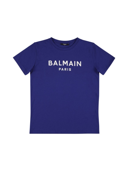 Blue organic cotton T-shirt with logo