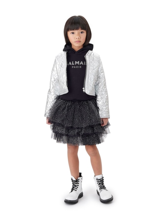 Balmain: グリッターチュールスカート - ブラック - kids-girls_1 | Luisa Via Roma