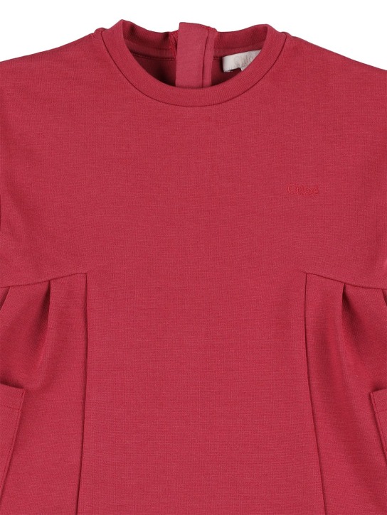 Chloé: Vestito in misto cotone organico - Rosa Scuro - kids-girls_1 | Luisa Via Roma