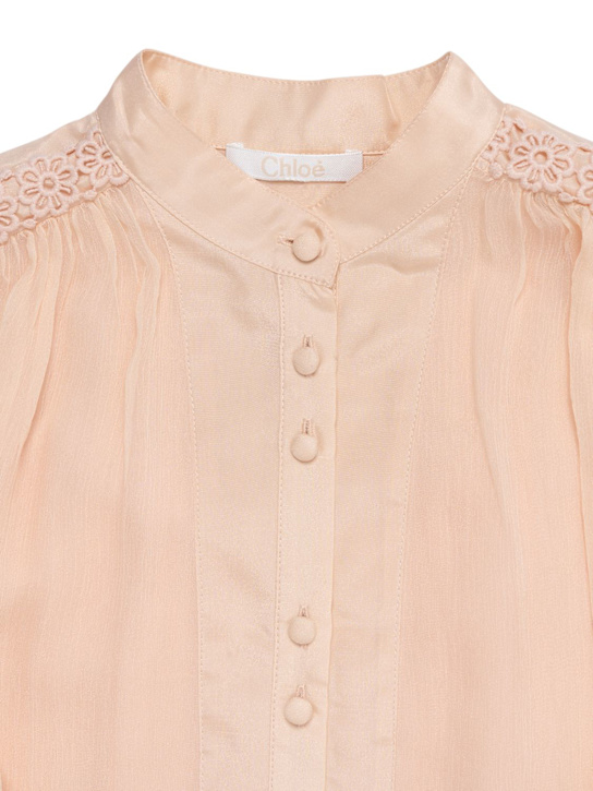 Chloé: Camicia in crepe di seta - Rosa - kids-girls_1 | Luisa Via Roma