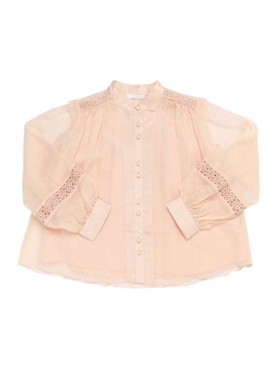 Chloé: Camicia in crepe di seta - Rosa - kids-girls_0 | Luisa Via Roma