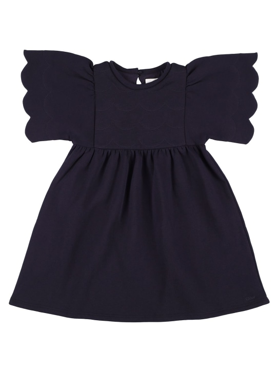 Chloé: Vestito in felpa di cotone organico - Navy - kids-girls_0 | Luisa Via Roma