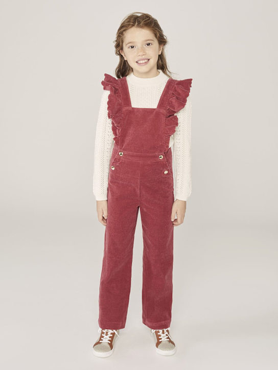 Chloé: Salopette in velluto di cotone organico - Rosa Scuro - kids-girls_1 | Luisa Via Roma
