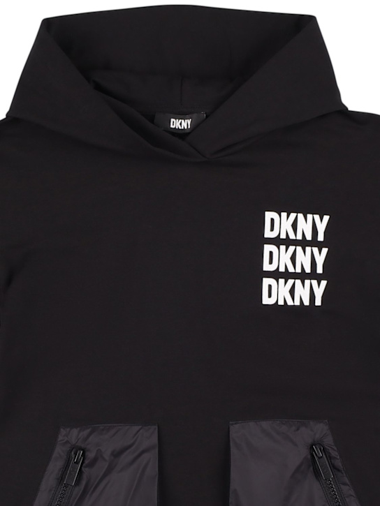 DKNY: ストレッチコットンワンピース - ブラック - kids-girls_1 | Luisa Via Roma