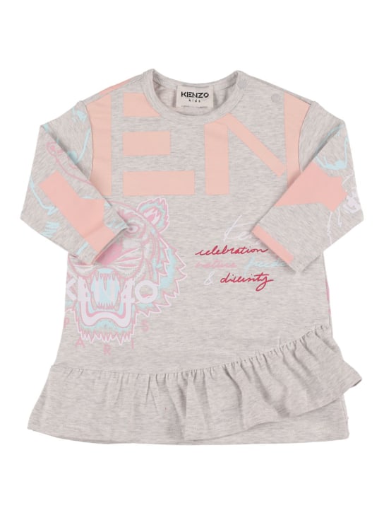 Kenzo Kids: Robe en jersey de coton imprimé à volants - kids-girls_0 | Luisa Via Roma