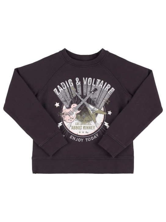 Zadig&Voltaire: BEDRUCKTES SWEATSHIRT AUS BAUMWOLLE - Schwarz - kids-girls_0 | Luisa Via Roma