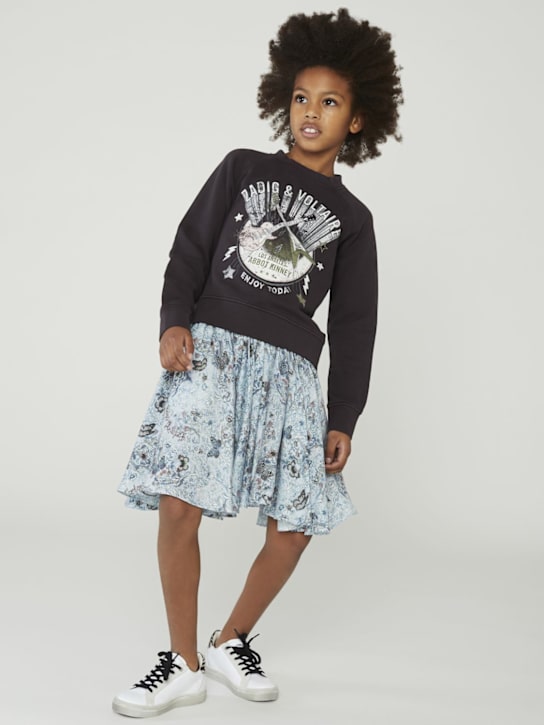 Zadig&Voltaire: BEDRUCKTES SWEATSHIRT AUS BAUMWOLLE - Schwarz - kids-girls_1 | Luisa Via Roma