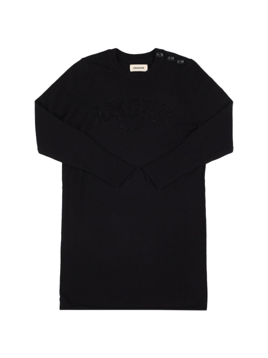 Zadig&Voltaire: Vestito in maglia di lana e cashmere riciclata - Nero - kids-girls_0 | Luisa Via Roma