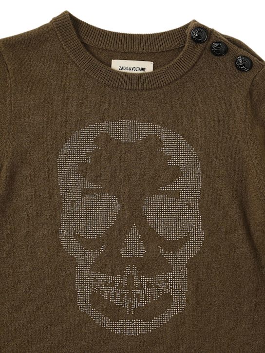 Zadig&Voltaire: リサイクルウール＆カシミアニットワンピース - ミリタリーグリーン - kids-girls_1 | Luisa Via Roma