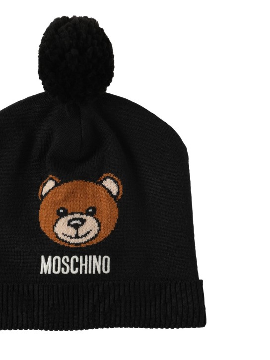 Wool Blend Beanie Hat W Pompom Moschino Boys Luisaviaroma