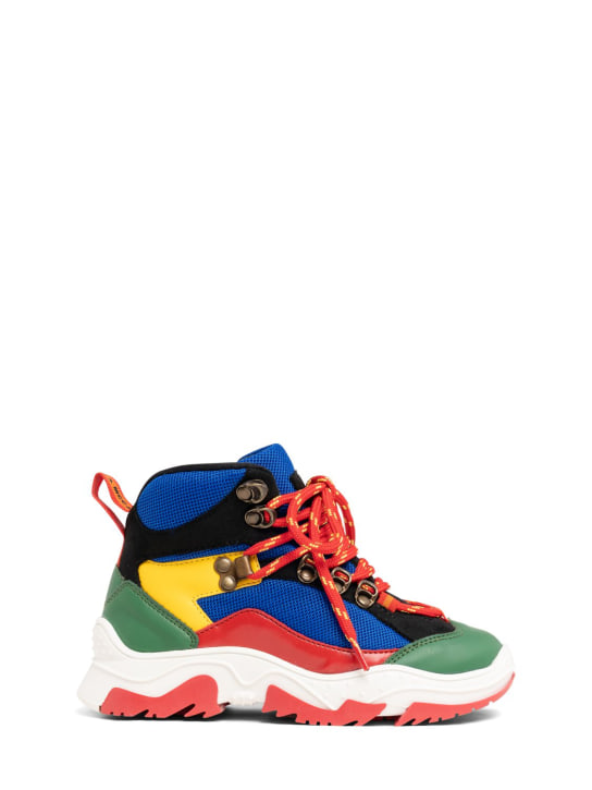 Stella McCartney Kids: Botas de piel sintética colorblock - Multicolor - kids-boys_0 | Luisa Via Roma