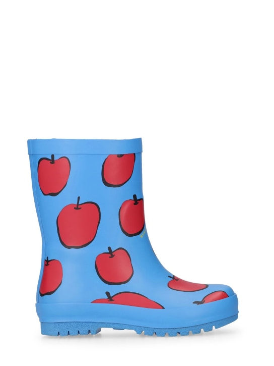 Stella McCartney Kids: Apple print rubber rain boots - Light Blue - kids-boys_0 | Luisa Via Roma