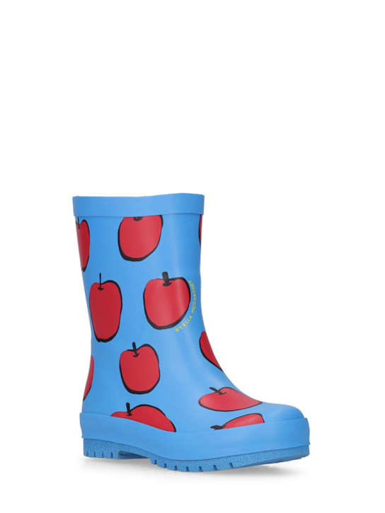 Stella McCartney Kids: Apple print rubber rain boots - Light Blue - kids-boys_1 | Luisa Via Roma