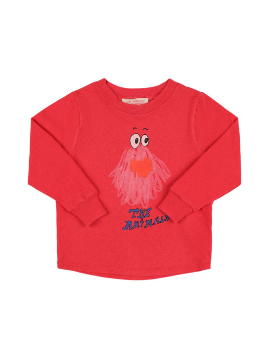 The Animals Observatory: Camiseta de jersey de algodón estampado - Rojo - kids-girls_0 | Luisa Via Roma