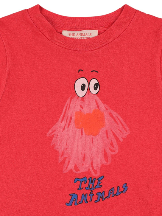 The Animals Observatory: Camiseta de jersey de algodón estampado - Rojo - kids-girls_1 | Luisa Via Roma