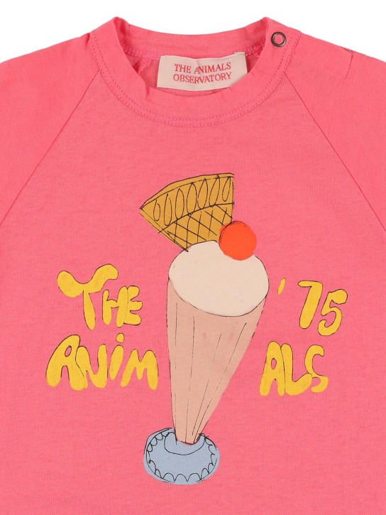 The Animals Observatory: Barboteuse en jersey de coton imprimé milkshake - kids-girls_1 | Luisa Via Roma