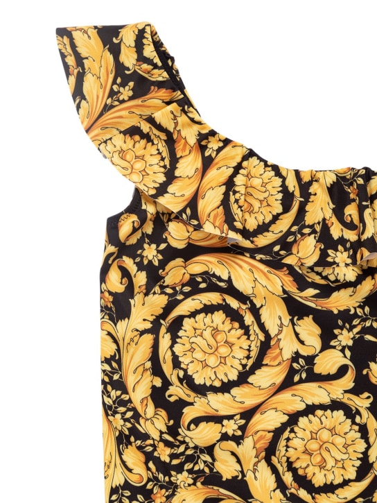 Versace: Baroque print Lycra one piece swimsuit - Yellow/Black - kids-girls_1 | Luisa Via Roma