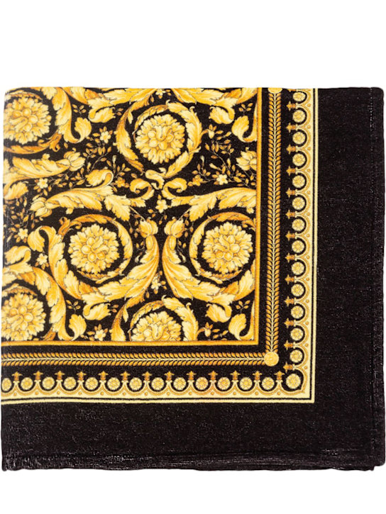 Versace: Baroque コットンタオル - ブラック/ゴールド - kids-boys_0 | Luisa Via Roma