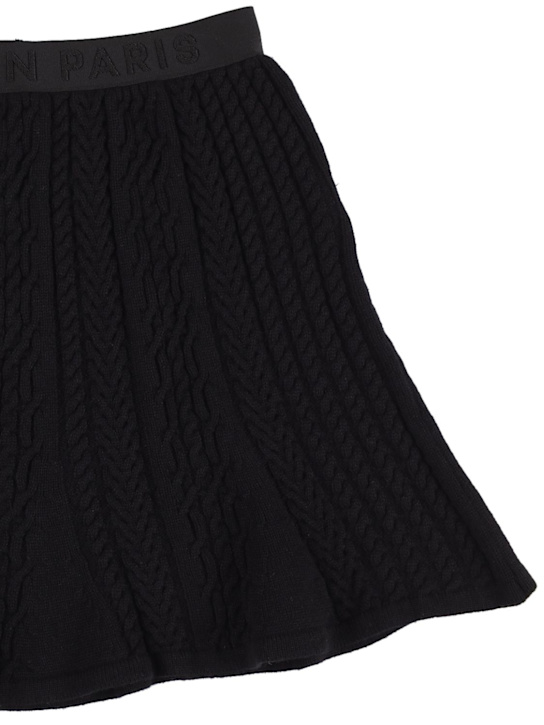 Balmain: Gonna in maglia di cashmere e lana - Nero - kids-girls_1 | Luisa Via Roma