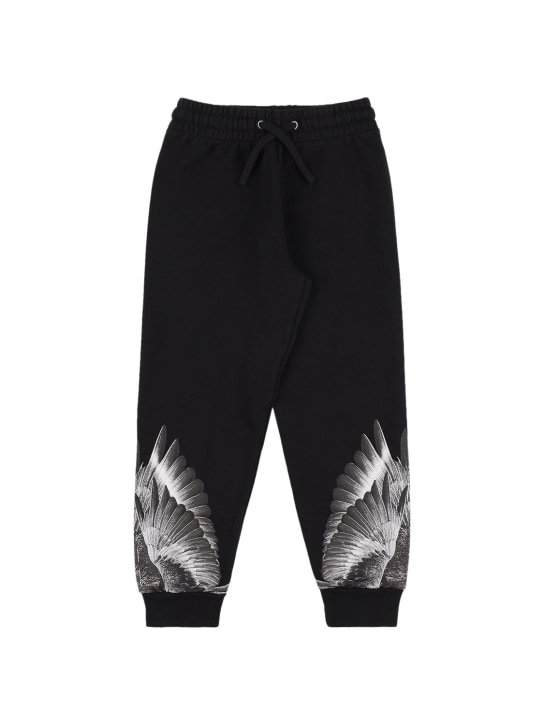Marcelo Burlon County Of Milan: Pantaloni in felpa di misto cotone stampata - Nero - kids-boys_0 | Luisa Via Roma