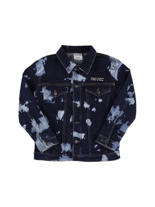 Marcelo Burlon County Of Milan: Giacca in denim stampato stretch - Denim - kids-boys_0 | Luisa Via Roma