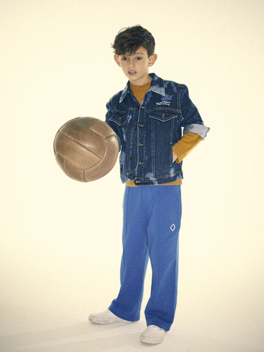Marcelo Burlon County Of Milan: Giacca in denim stampato stretch - Denim - kids-boys_1 | Luisa Via Roma