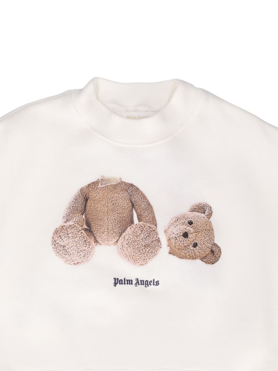 Palm Angels: Bear print cotton sweatshirt - White - kids-girls_1 | Luisa Via Roma