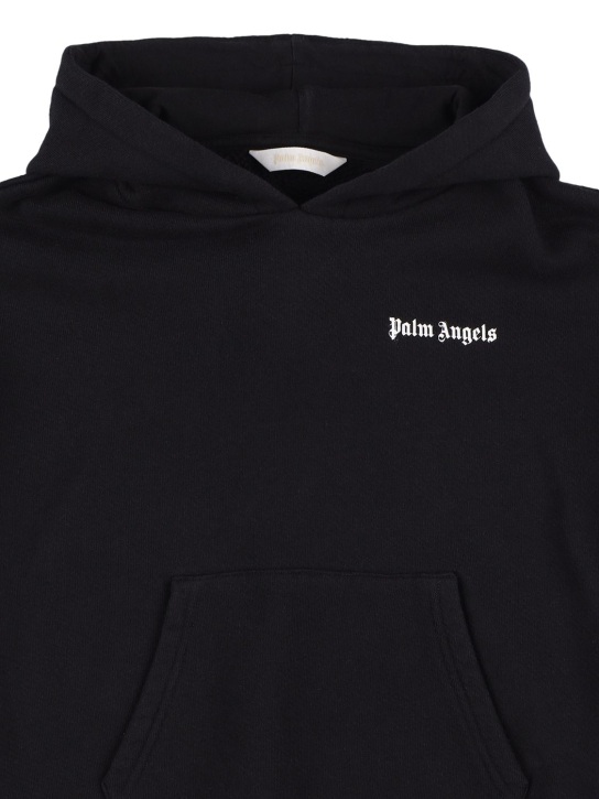 Palm Angels: Logo baskılı pamuklu sweatshirt kapşonlu - Siyah - kids-girls_1 | Luisa Via Roma