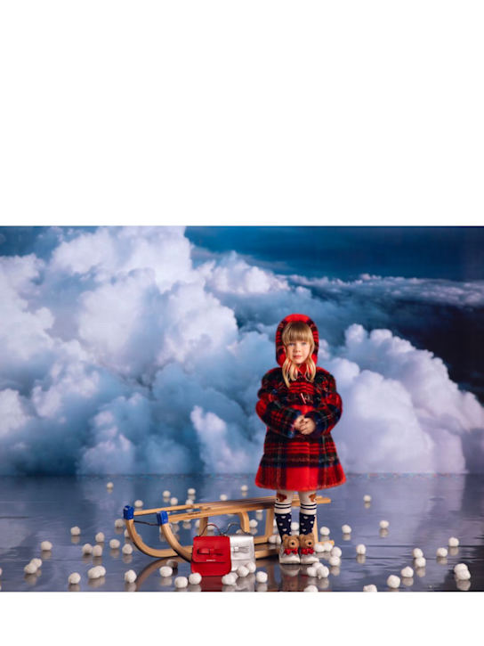 Monnalisa: Cappotto in pelliccia sintetica tartan - Rosso - kids-girls_1 | Luisa Via Roma