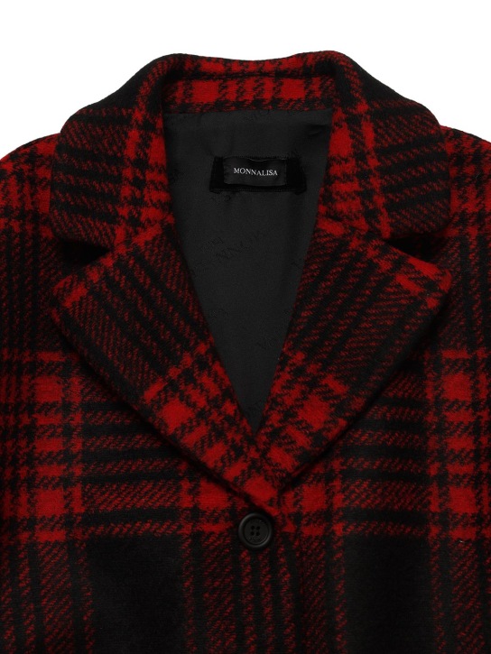 Monnalisa: Manteau en laine mélangée à carreaux - Noir/Rouge - kids-girls_1 | Luisa Via Roma