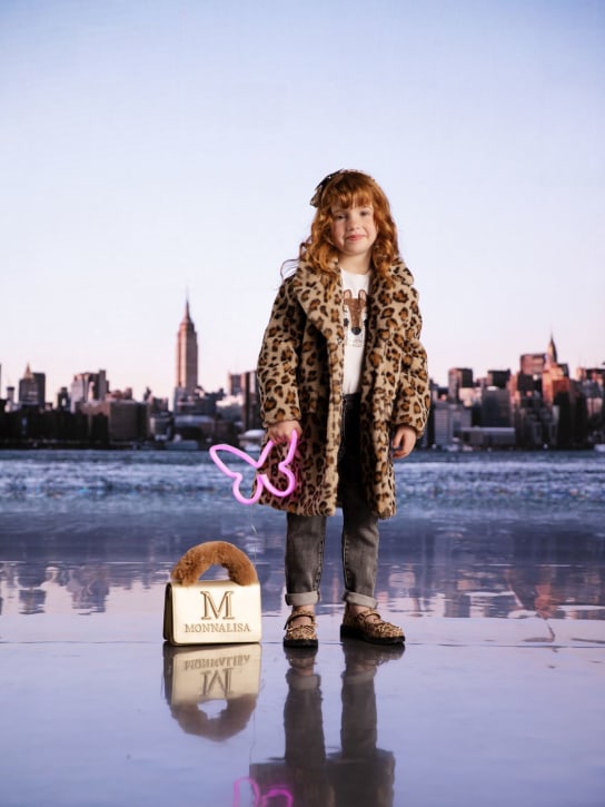 Monnalisa: Cappotto in pelliccia sintetica leopard - Beige/Marrone - kids-girls_1 | Luisa Via Roma
