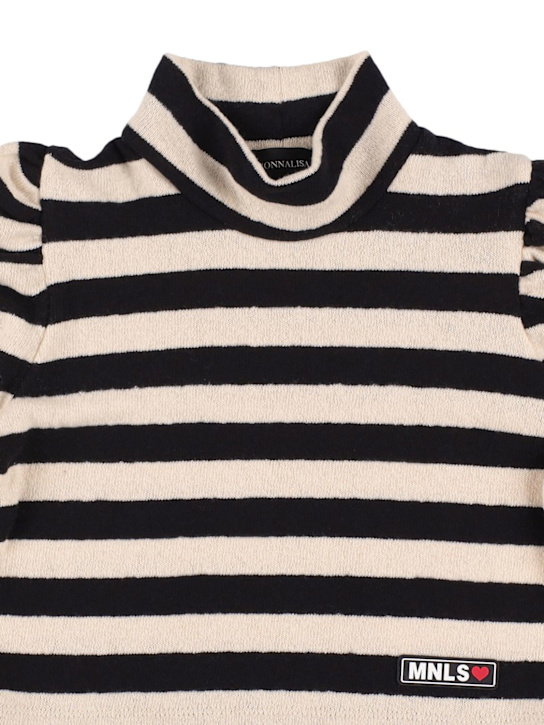 Monnalisa: Camiseta cuello alto de algodón con rayas - Negro/Blanco - kids-girls_1 | Luisa Via Roma